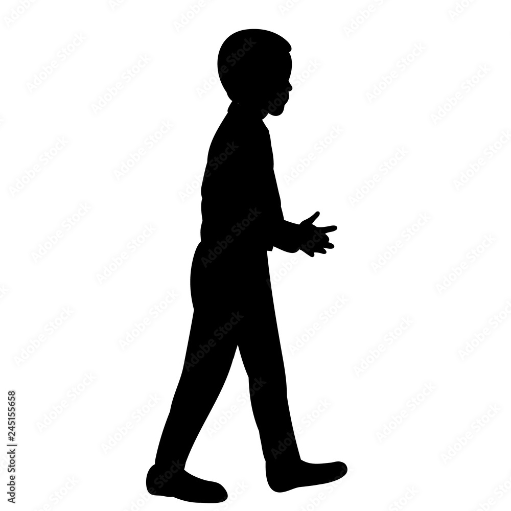 vector, on a white background, the silhouette of the child is