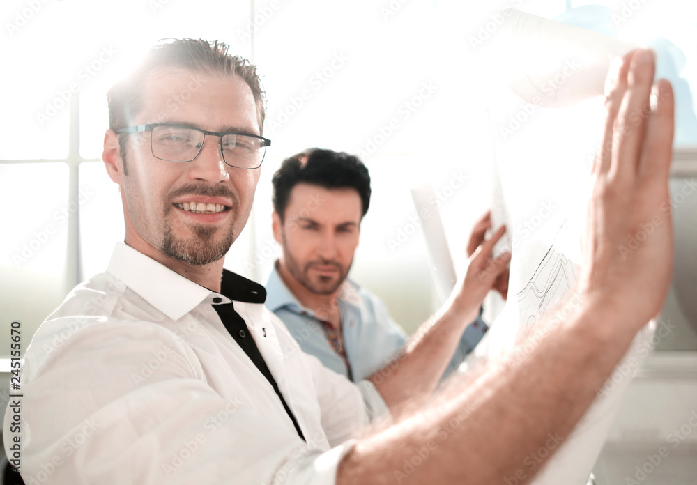 Obraz premium close up.two architects working in a modern office