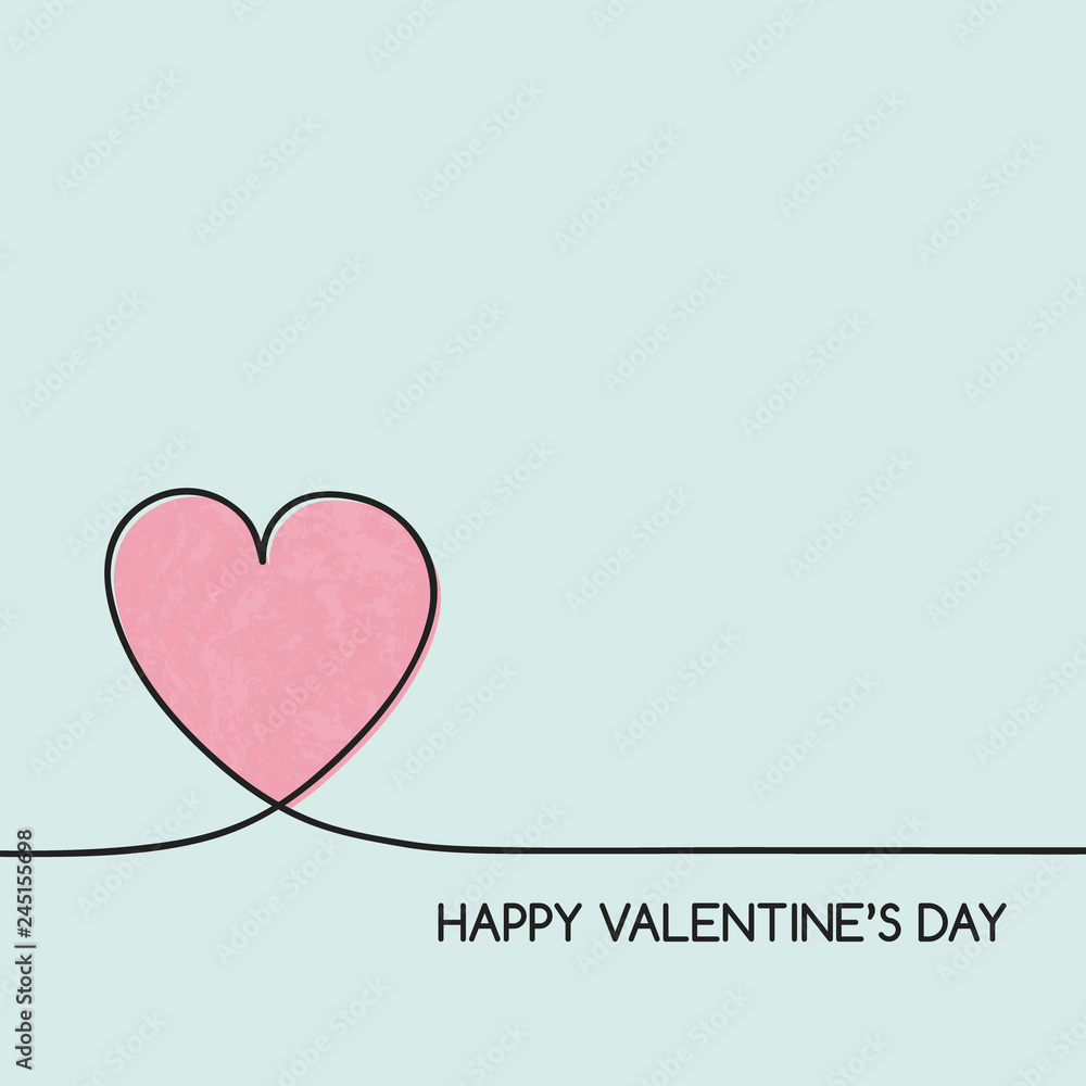 Design of Valentine's Day greeting card with cartoon heart. Vector