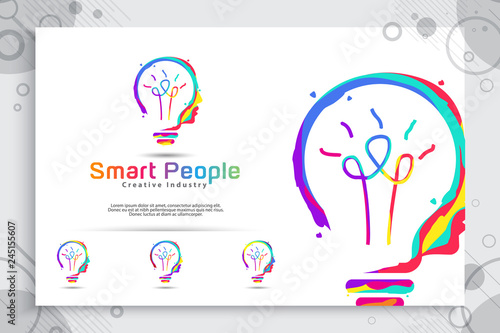 Smart idea vector logo design with colorful concept for education and symbol illustration of intelligence.