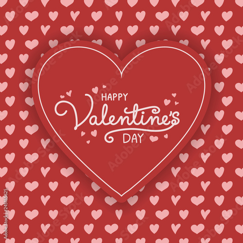 Valentine's Day poster with cute hearts. Vector