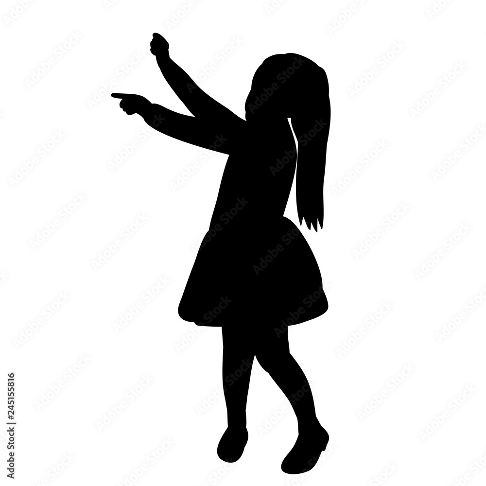  black silhouette little girl rejoices