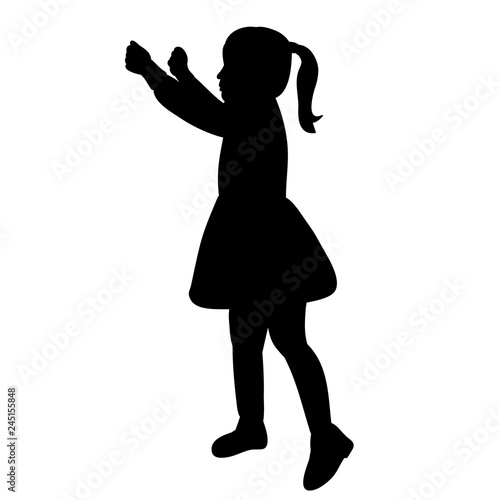  black silhouette little girl rejoices