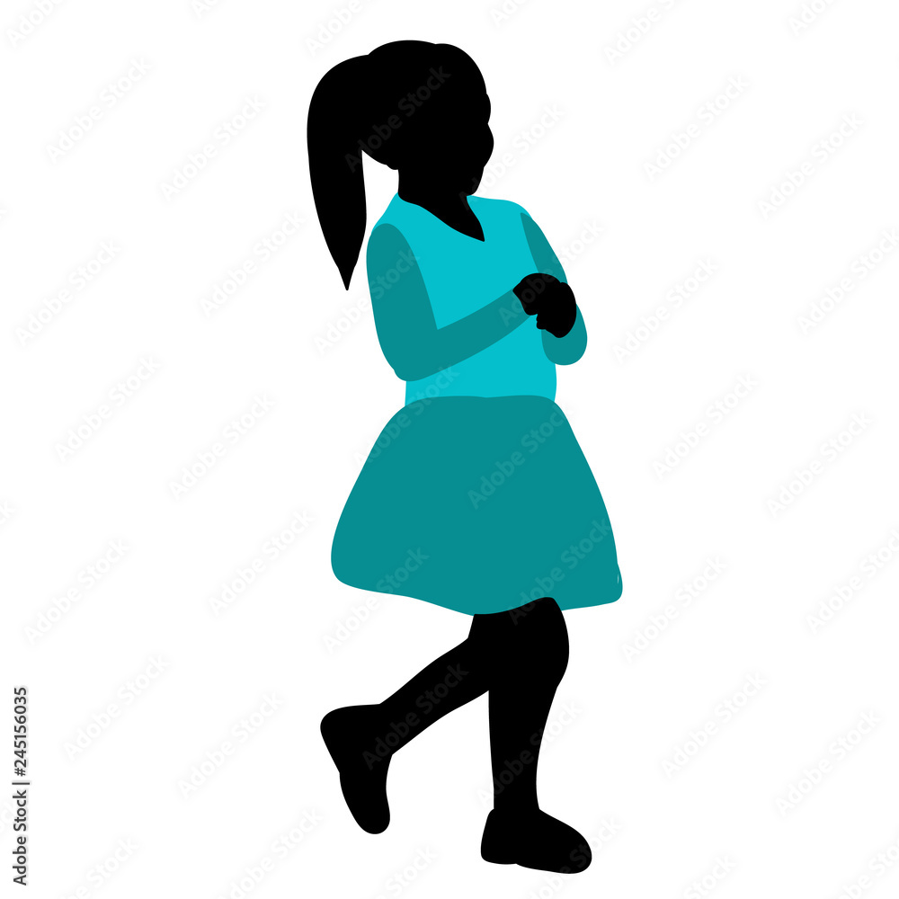 white background, colorful silhouette of a child girl walking white background, colorful silhouette of a child girl walking