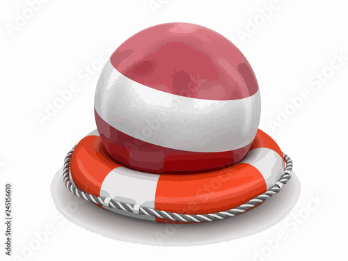 Ball with Latvian flag on lifebuoy
