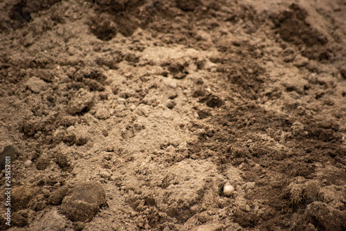 Clots of ground in the excavated surface