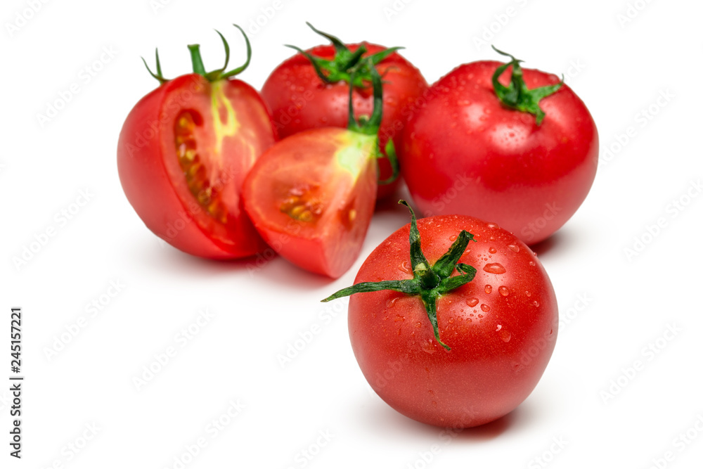 Red tomatoes set isolated on white background Red tomatoes set isolated on white background