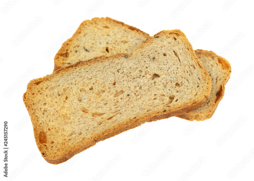 Slices of rye melba toast on a white background Slices of rye melba toast on a white background