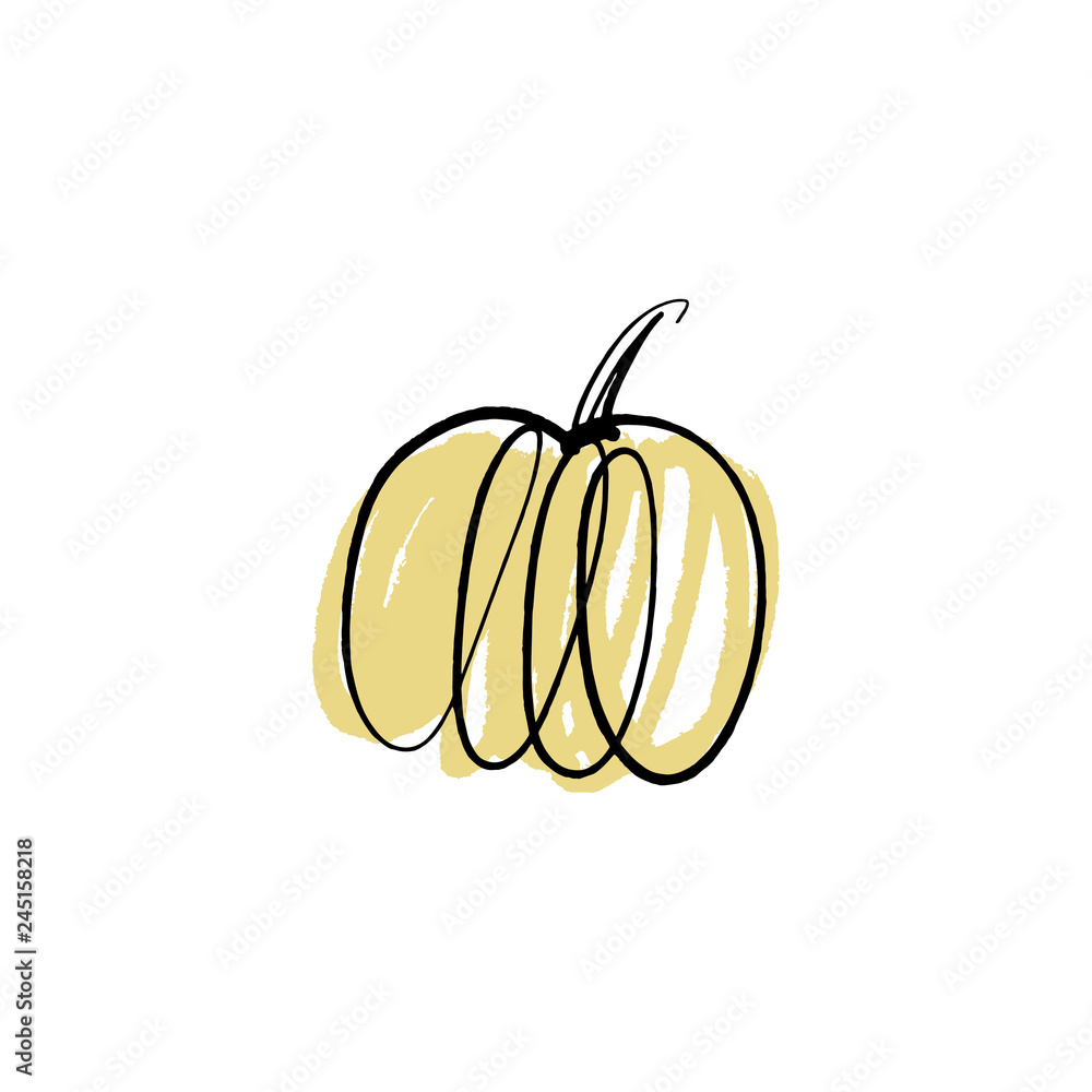 Vector single pumpkin line sketch, hand drawn illustration Vector single pumpkin line sketch, hand drawn illustration