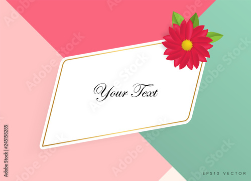 Text box with beautiful colorful flowers. Vector Illustration © Tornado design