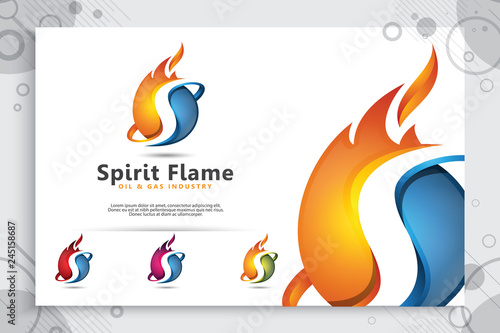 3d flame vector logo designs with modern concept style as a symbol of oil and gas. illustration of oil and gas use for template energy and industry company.