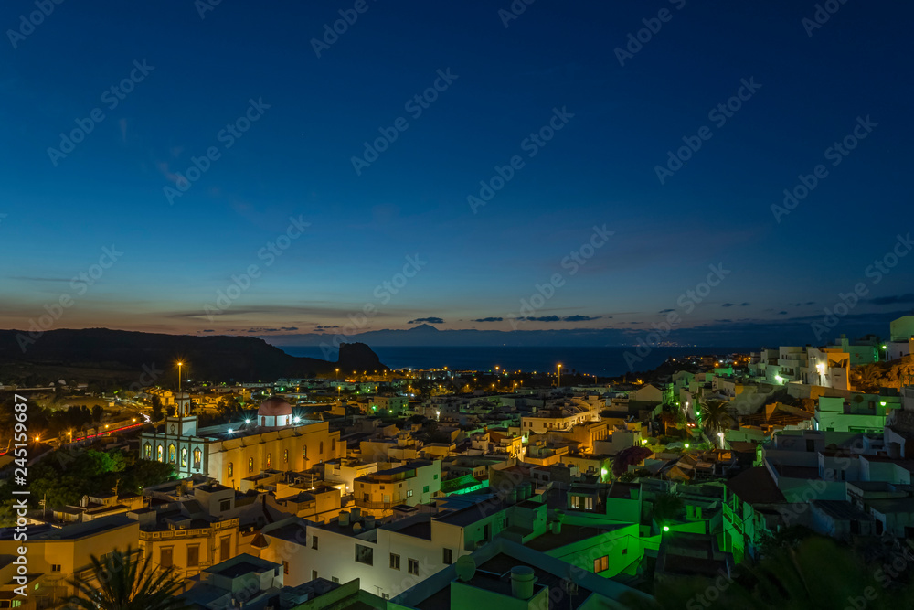 Canary islands gran canaria winter night city