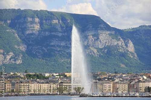 The Jet d'Eau fountain in Geneva
