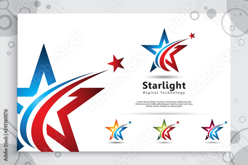 3D star vector logo with a modern and simple color style concept. star illustration as a symbol of business icon and corporate identity template.