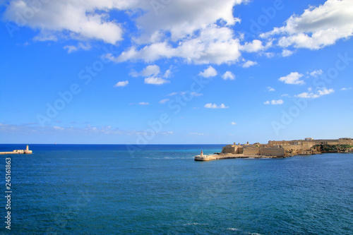 Entrance to the harbor of the island of Malta.
