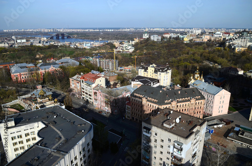 Spring panorama of Kiev skyline from a bird's-eye view photo