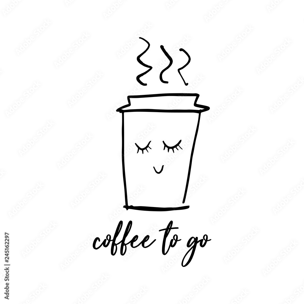 Vector cute paper cup character illustration. Poster take out coffee ...