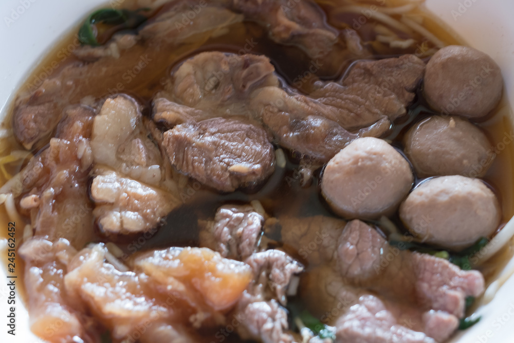 Close up of Braised beef and meat clear soup. Close up of Braised beef and meat clear soup.
