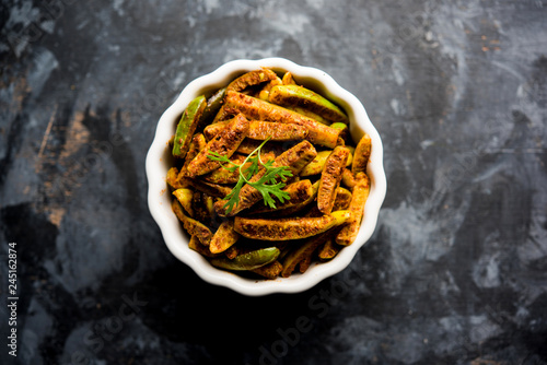 Tindora Sabzi / Tendli / tondli Fry also known as Ivy Gourd fry recipe. selective focus photo