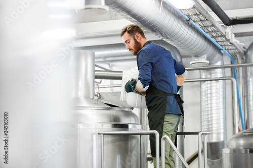 Quadro su tela manufacture, business and people concept - man working at craft brewery or beer