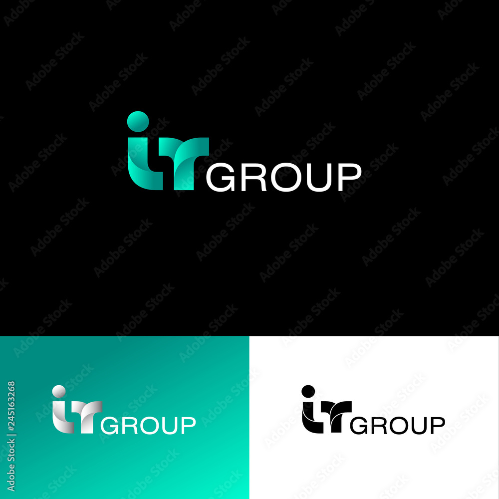 IT group logo. Internet technology. Web, ui icon. Monochrome option ...