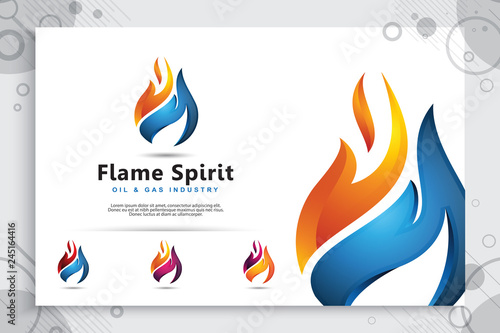 3d flame vector logo designs with modern concept style as a symbol of oil and gas. illustration of oil and gas use for template energy and industry company.
