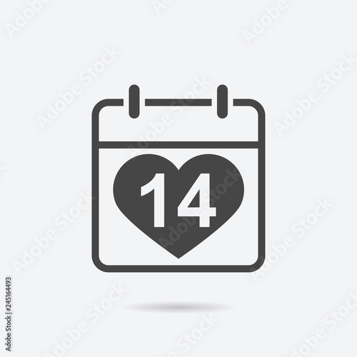 Calendar vector icon. Illustration isolated for graphic and web design. Valentine day.