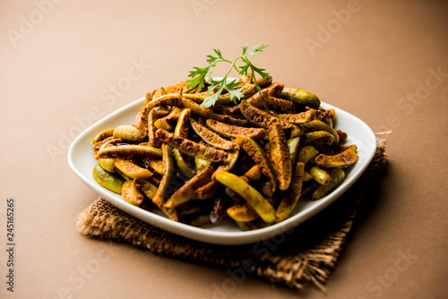 Tindora Sabzi / Tendli / tondli Fry also known as Ivy Gourd fry recipe. selective focus photo