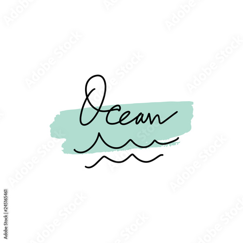 Vector illustration. Vintage hipster hand drawn lettering logo of surf and ocean.