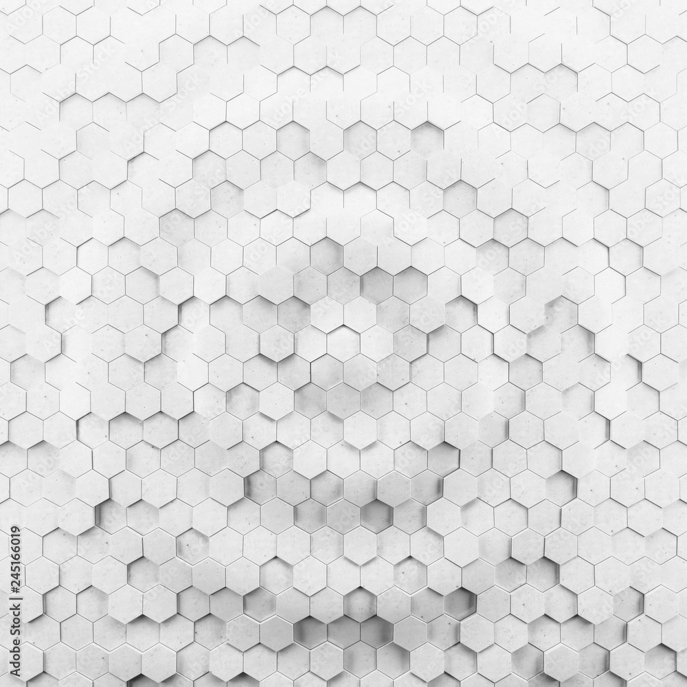 Abstract wave form hexagonal background. Grunge Polygonal Hex geometry white surface . Futuristic technology texture concept. 3d Rendering. Abstract wave form hexagonal background. Grunge Polygonal Hex geometry white surface . Futuristic technology texture concept. 3d Rendering.