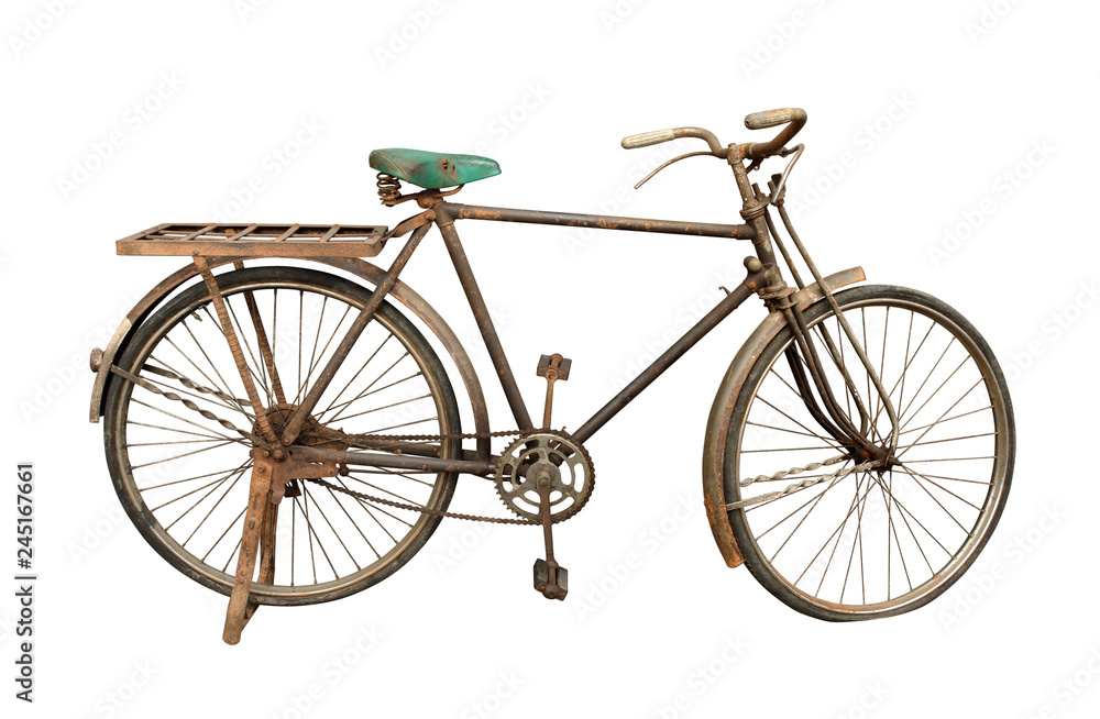 Old bicycle (with clipping path) isolated on white background