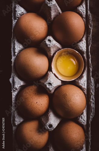 Close up of eggs in egg carton