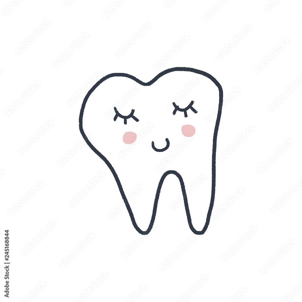 Cute cartoon vector tooth. Dental hand drawn symbol, doodle art. Cute cartoon vector tooth. Dental hand drawn symbol, doodle art.