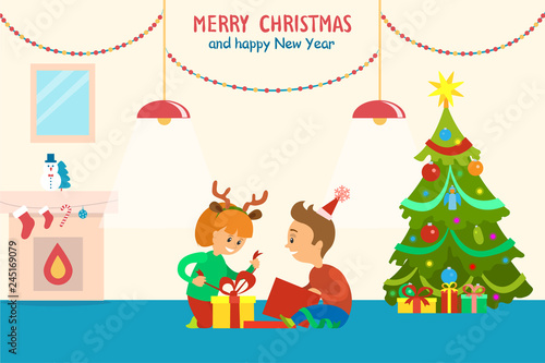 Merry Christmas and Happy New Year Children Home