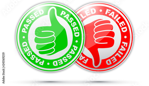 passed and failed thumbs up and down