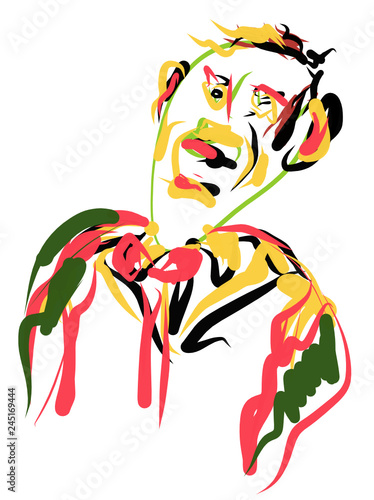 Colorful abstract portrait in the style of a child's drawing