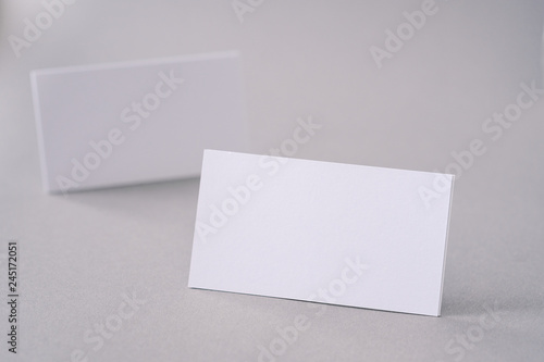 Business cards on the desk top. © smallblackcat