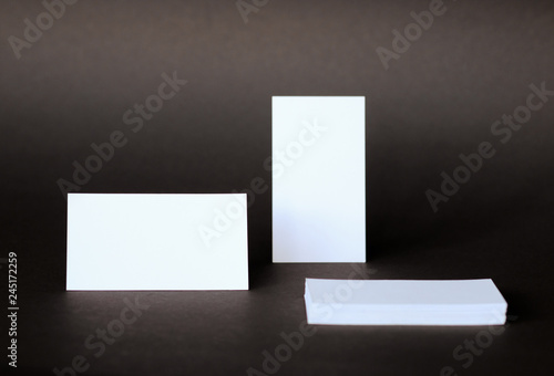 Business cards on a dark background