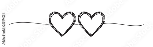 Banner with two tangled scribble hearts