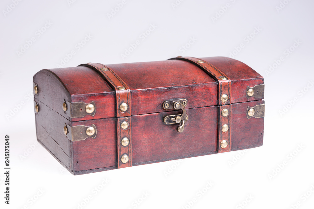 Old wooden chest isolated on white background Old wooden chest isolated on white background