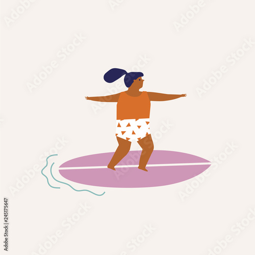 Kids surfing illustration in vector. Summertime poster or card