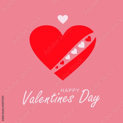 Vector illustration. Loving heart. Red heart with white caron from the heart. Happy Wedding Day.