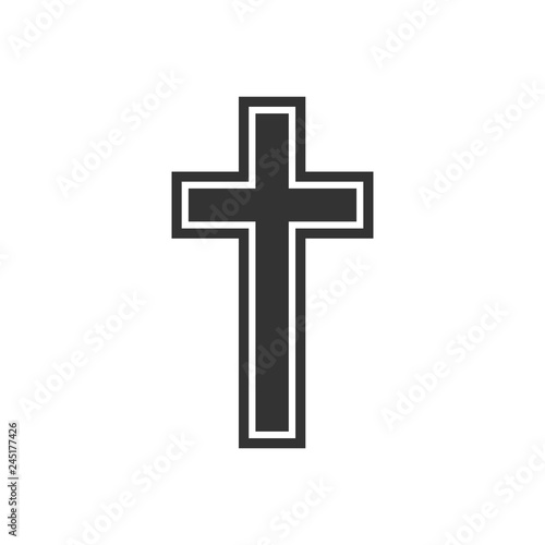 Religion, christian cross icon. Flat design. Vector illustration.