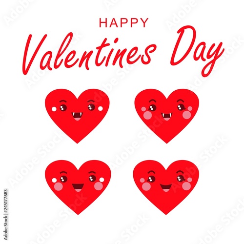 Wallpaper Mural Set of vector hearts. Funny, funny hearts with big eyes. Smiling hearts. Illustration for banner, cover, card. Happy Valentine's Day.  Torontodigital.ca