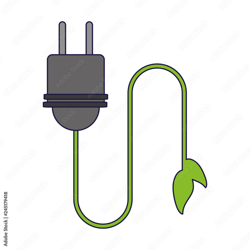 Plug with ecology wire plant symbol Plug with ecology wire plant symbol