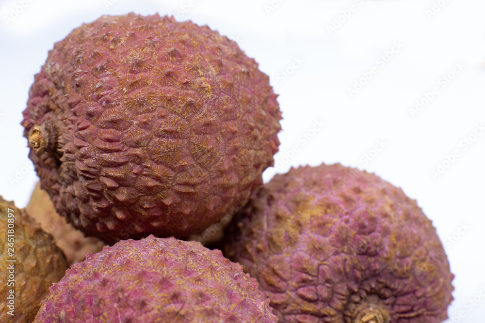 lychee closeup on a white background lychee closeup on a white background