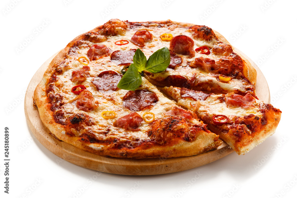 Pizza pepperoni with salami