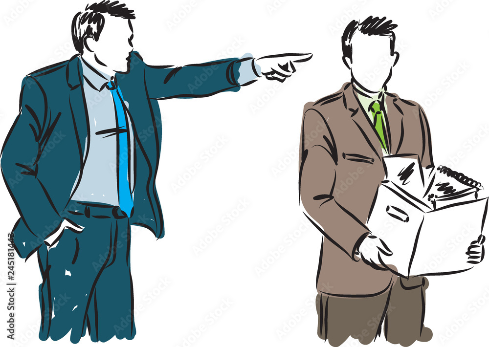 BUSINESSMAN FIRED EMPLOYEE VECTOR ILLUSTRATION BUSINESSMAN FIRED EMPLOYEE VECTOR ILLUSTRATION
