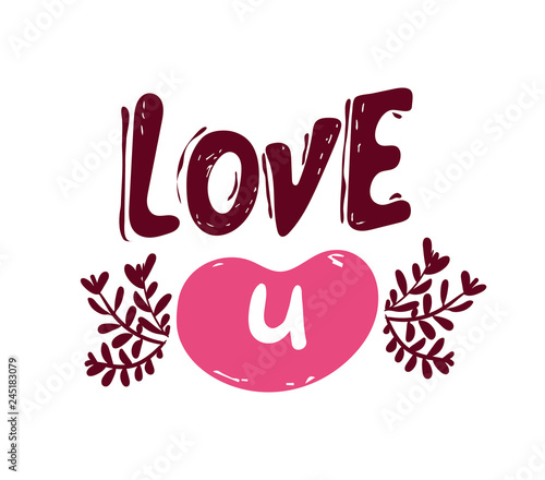 Abbreviation i love u vector sketch icon isolated. Hand drawn romanic Phrase for print on t-shirts, Valentines day print, greeting card, banners. poster. lettering, calligraphy.Inspirational quote