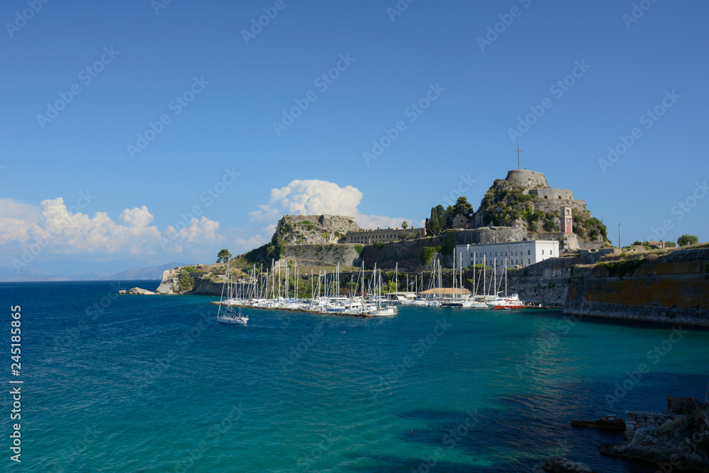 Naklejka premium view of Old Venetian Fortress in Kerkira (Corfu, Greece, Ionian Islands)